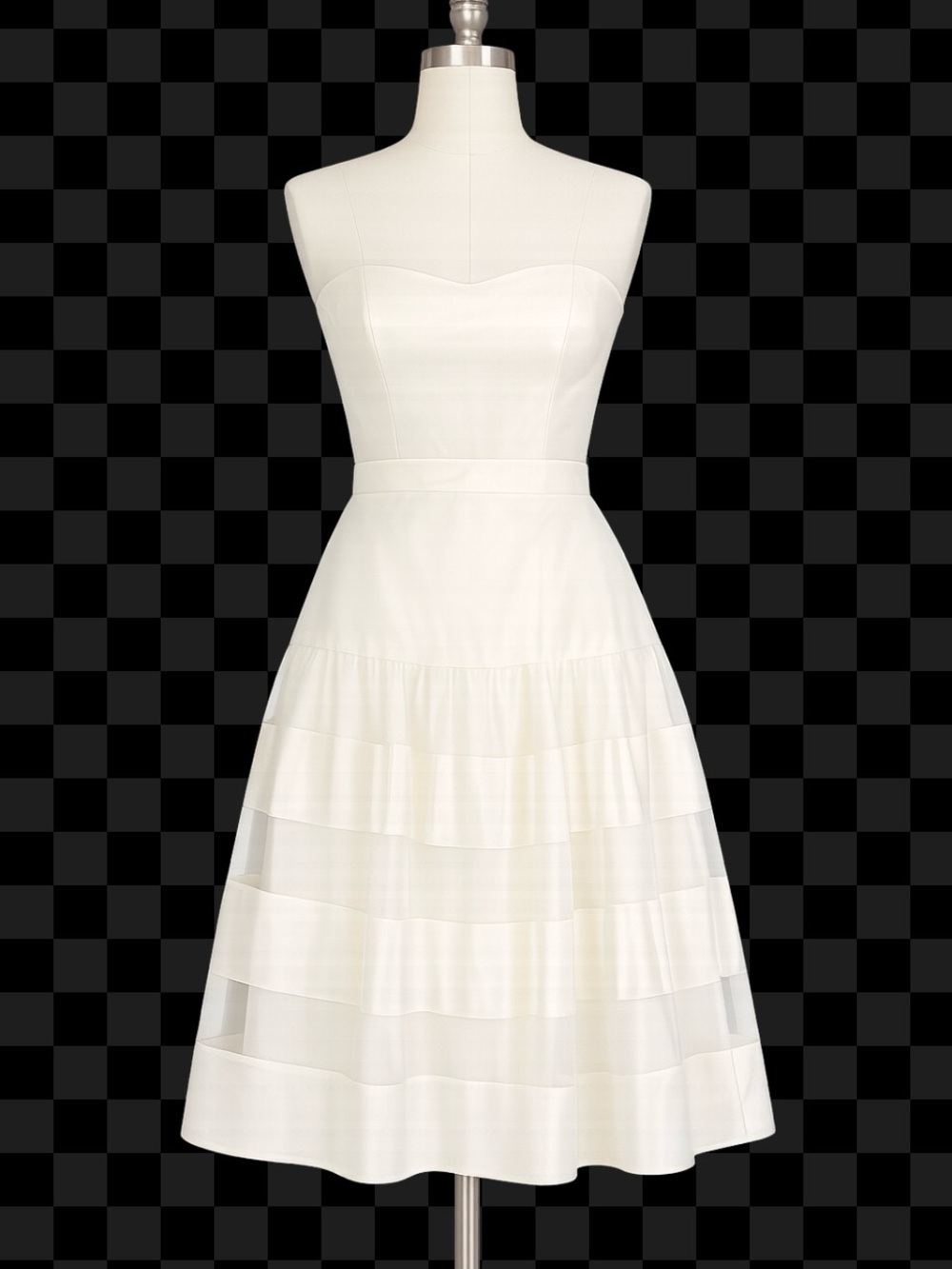 White House Black Market Strapless White Tiered Midi Dress
